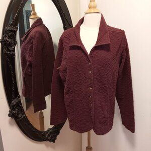 Christopher & Banks Burgundy Snap Front mid weight Jacket sz XL  /B8